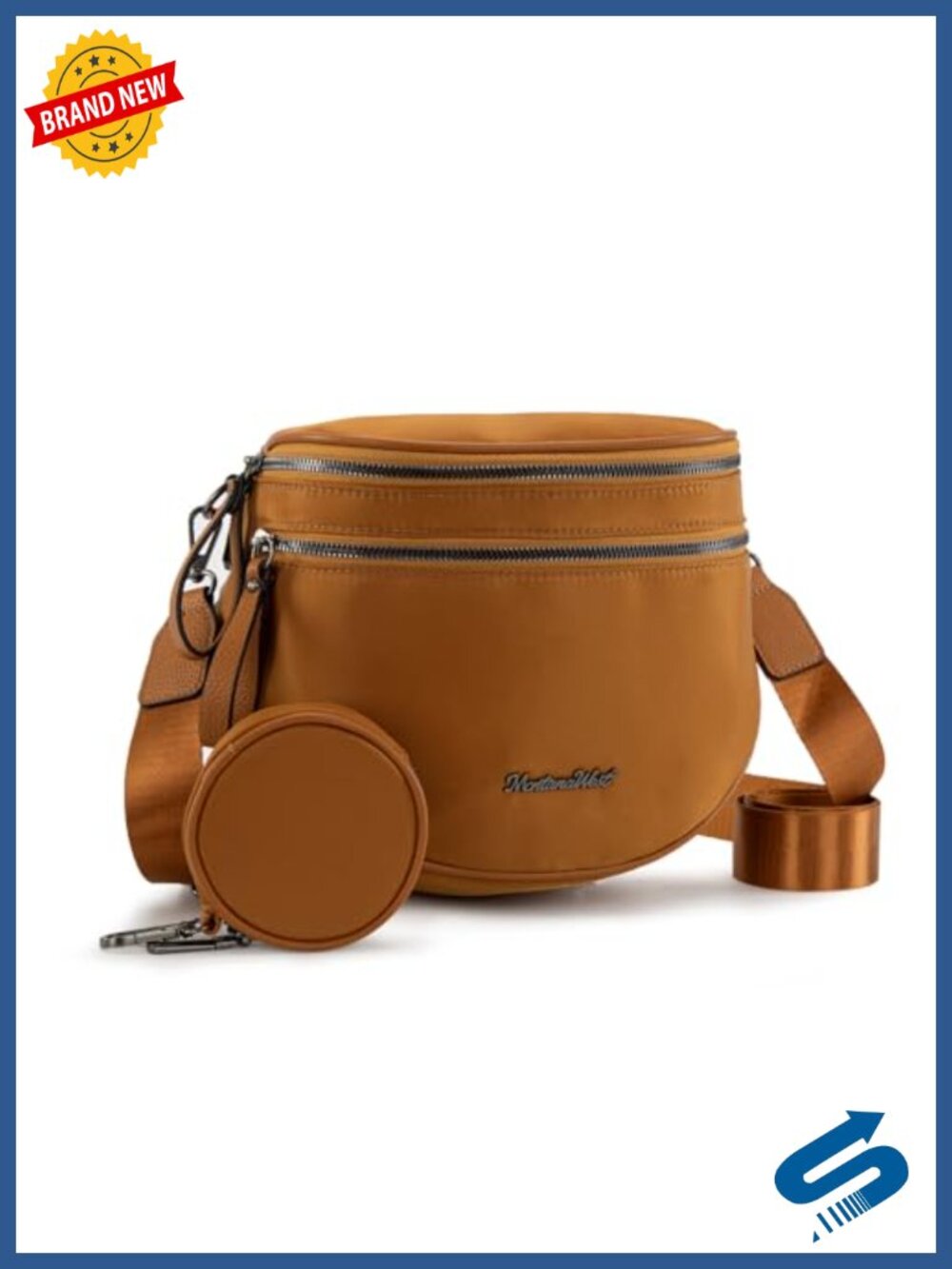 Large Nylon Bum Bag with 3 Zip Pockets, Detachable Coin Pouch, Adjustable Strap